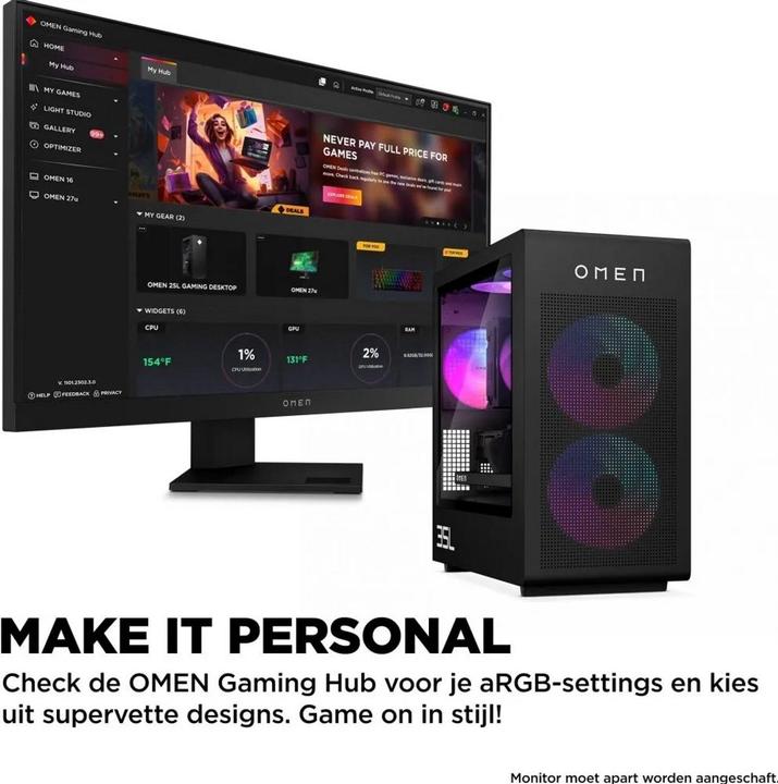 Actual product image HP OMEN 35L Gaming Desktop GT16-0226nd PC (1000 GB, 4 GB, GeForce RTX 5070 Ti)
