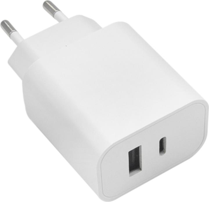 Actual product image Maxlife MXTC-06 PD QC charger 1x USB-C 1x USB 20W white (20 W, 2 ports)