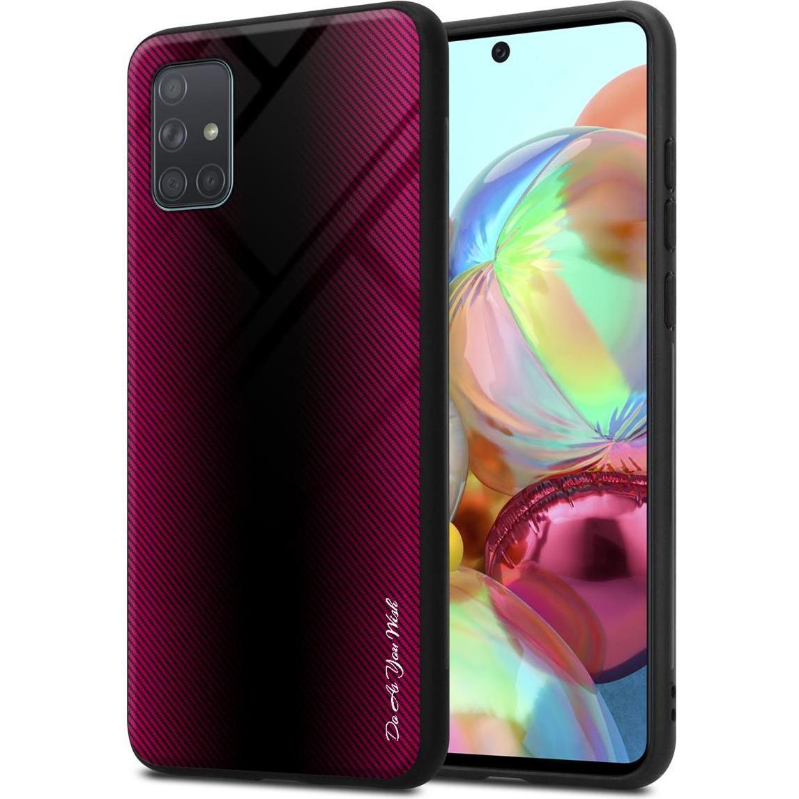 Thumbnail - Cadorabo TPU Gestreiftes Glas Cover (Samsung Galaxy A71), Smartphone Hülle, Pink