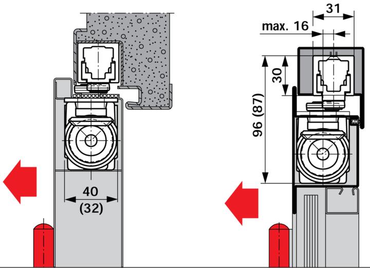 Image du produit Dormakaba Ferme-porte à glissière invisible DORMA (Intérieur)