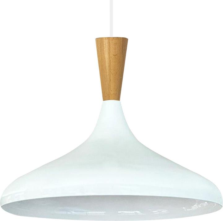 Actual product image Bamyum Champion-Trichter Pendelleuchte Holz Weiss (E27)
