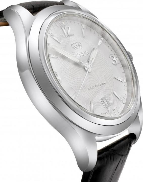 Immagine prodotto Primex Montre Swiss Made - Bracelet Cuir Noir - Cadran Blanc - Etanche 50 M (Orologio da polso analogico, 25 mm)