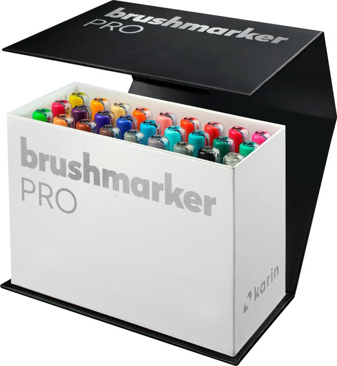 Produktbild Karin Brush Marker Pro Mini Box (M, Almond, Amber, Canary, Gold, Soft Peach, Magenta Red, Cerise, Orange red, Red, 27 x)