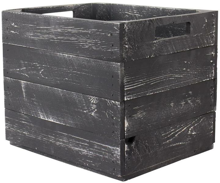 Holz Zollhaus Aufbewahrungskiste Vintage Schwarz 33 x 38 cm (33.33 cm, 39.61 l, 1x)