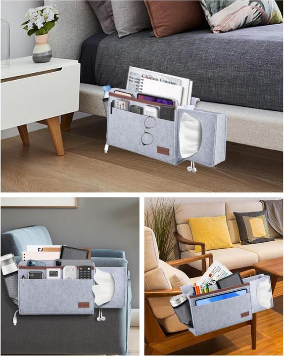 Produktbild Alopini Bettbeutel Bett Organizer Hook-in, Bettbeutel Hook-in dicken Filz rutschfest mit Schnalle