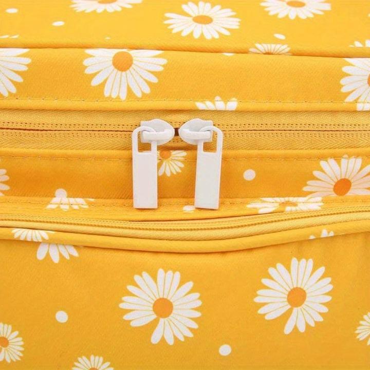 Produktbild Only-Bags.Store Daisy Print Makeup Tasche grosse Kosmetiktasche mit Pinselhalter Reise Make Up Tasche