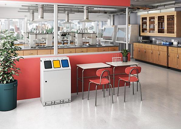 Actual product image Recyclable waste collector, steel, capacity 3 x 30 l, TRIPLEX, 3 inner (30 l)