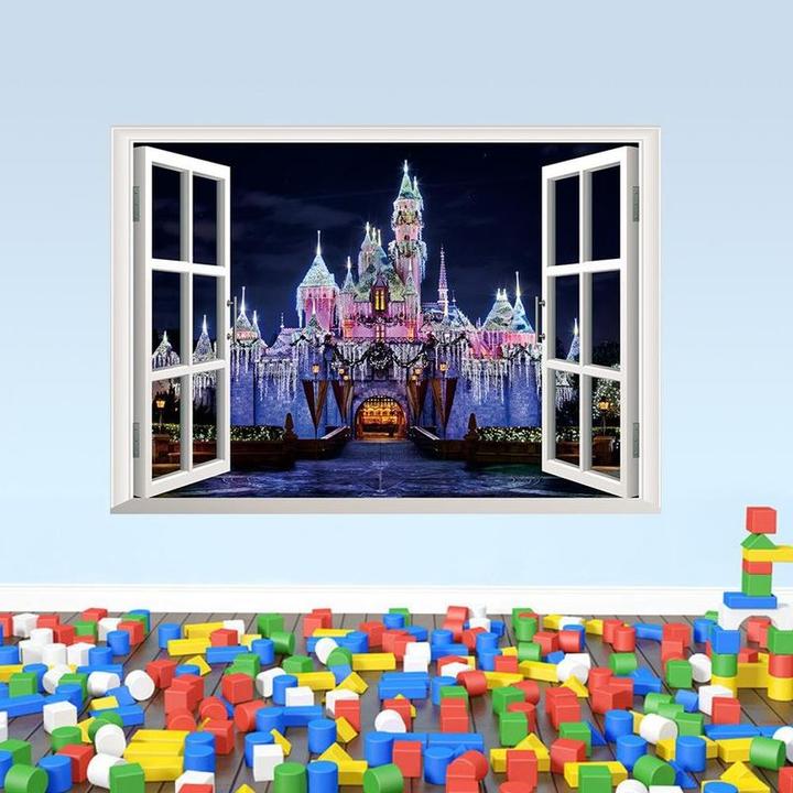 Produktbild Hermex Walt Disney Schloss vor dem Fenster Wandtattoo Wallprints Sticker Wandsticker Aufkleber - Palast (BK)
