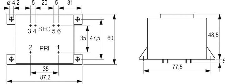 Produktbild Block Transformator PCB 36VA 2x9V