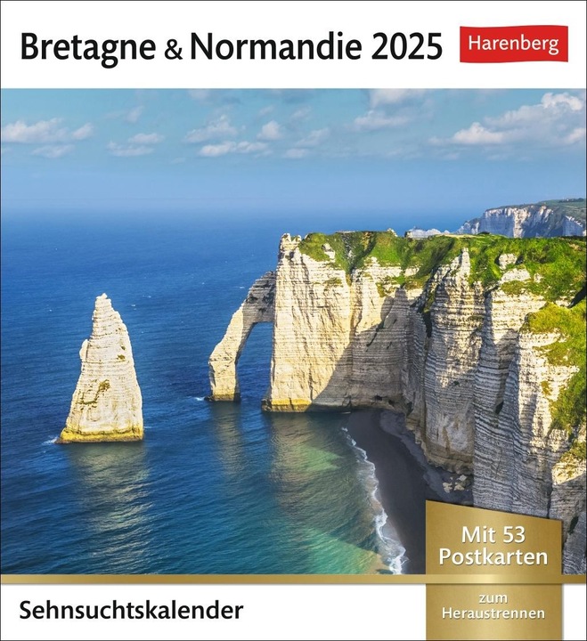 Produktbild Harenberg Bretagne & Normandie Sehnsuchtskalender 2025 - Wochenkalender mit 53 Postkarten (Harter Einband, Deutsch)