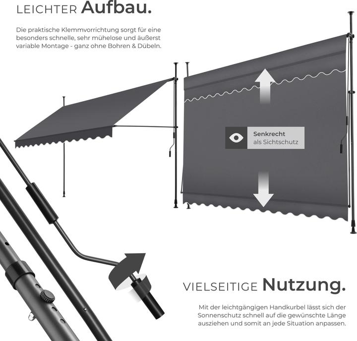 Produktbild tectake Klemmmarkise (3.50 m)