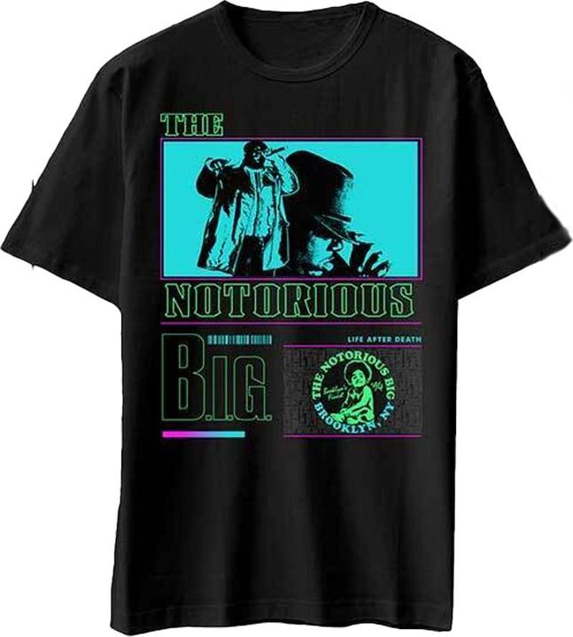 Image du produit Biggie Smalls Unisexe Adult Life After Death T-shirt en coton fluo (M)