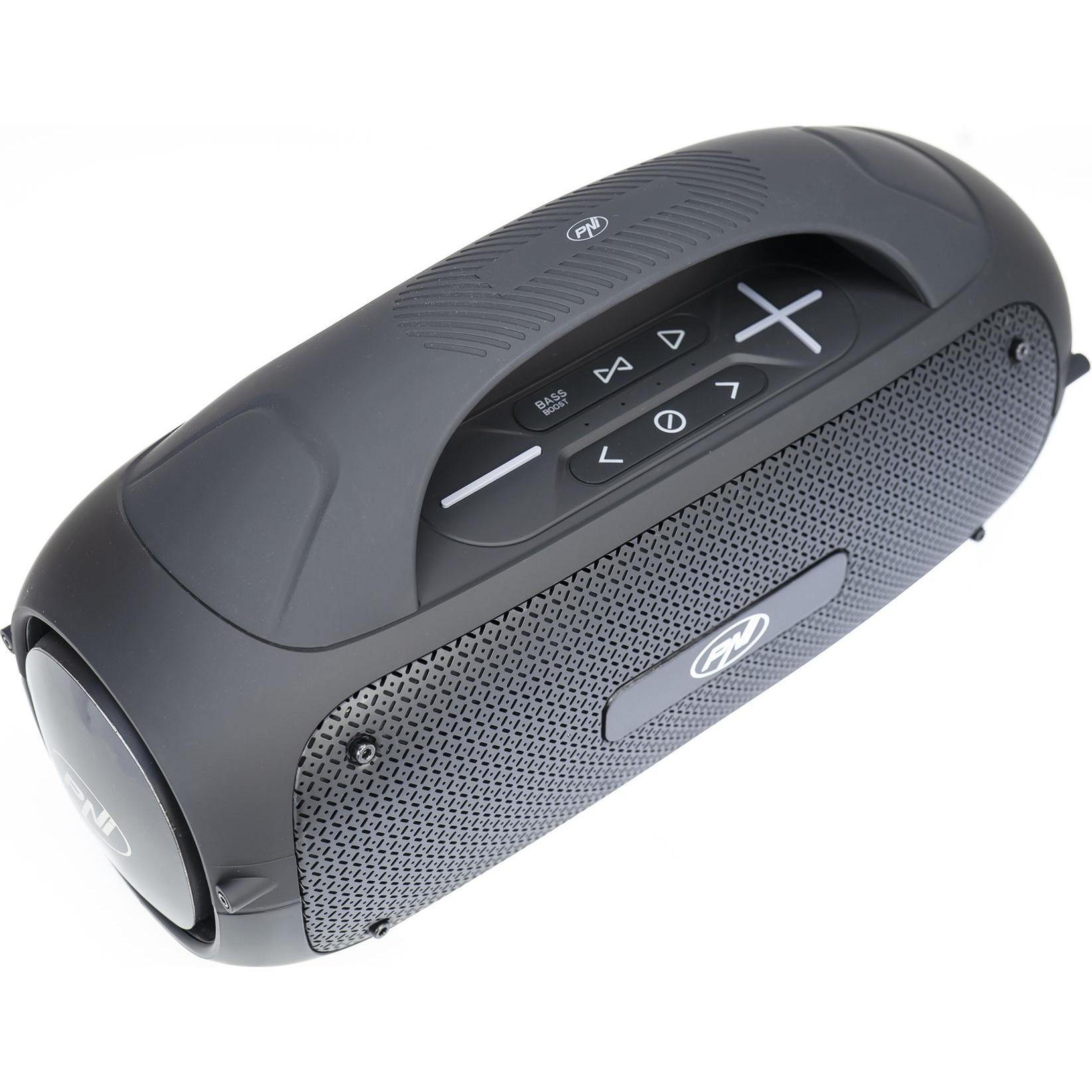 PNI Altoparlante portatile FunBox BT600, con Bluetooth, 65 W, lettore MP3, lettore di schede, USB (8 h), Altoparlante Bluetooth, Nero