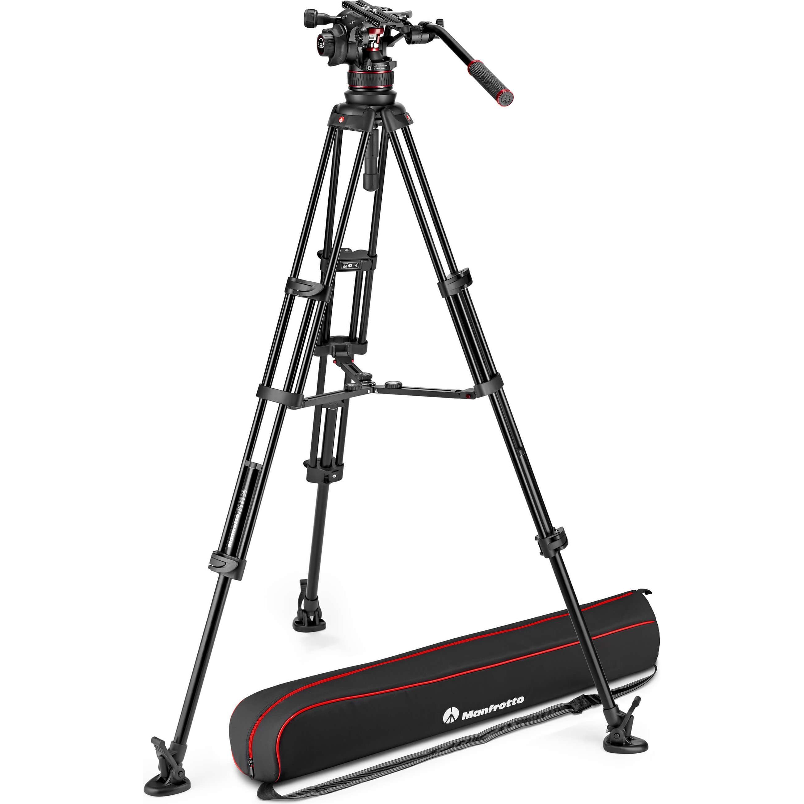 Manfrotto Nitrotech 612 e Alu Twin MS (Metallo), Treppiede, Grigio