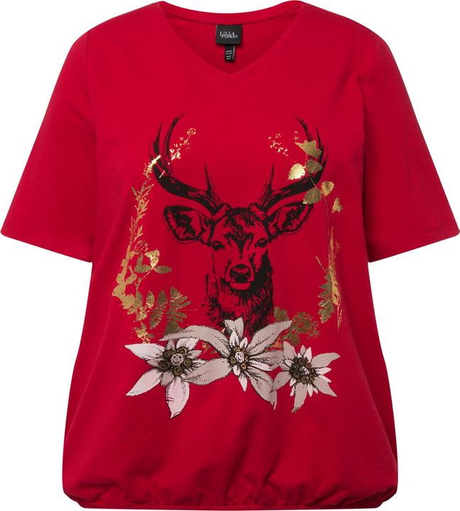 Produktbild Ulla Popken T-Shirt, Trachtenmotiv, V-Ausschnitt, Halbarm, Elastiksaum (42, 44)