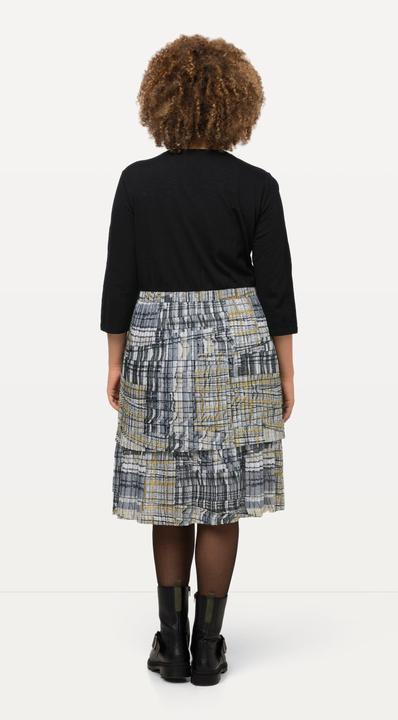 Image du produit Ulla Popken Robe trapèze en jersey, jupe plissée, col en V et manches 3/4 (50, 52)