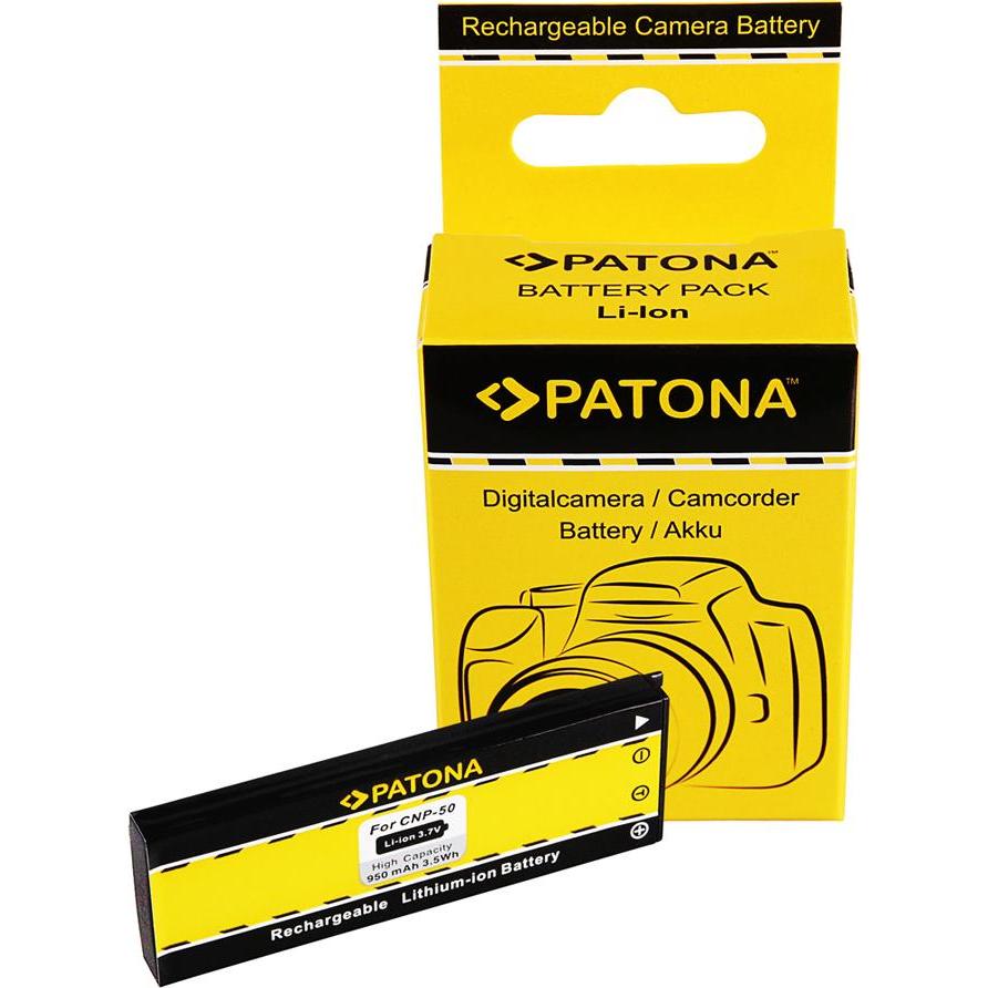 Patona Batteria f. Casio Exilim EX-V7 V-7 EX-V8 V-8 NP-50 NP50 (Batteria della fotocamera), Alimentatore fotocamera, Nero