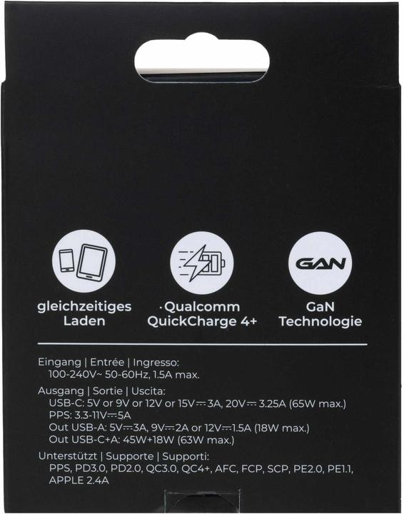 Image du produit Onit Chargeur mural USB Dual QC4+ 65 W GaN Blanc (65 W, 2 ports)