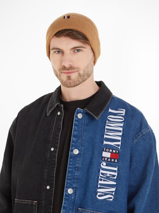 Actual product image Tommy Hilfiger Men's Uptown Wool Beanie Knitted Hat, Camel, One Size (One size)