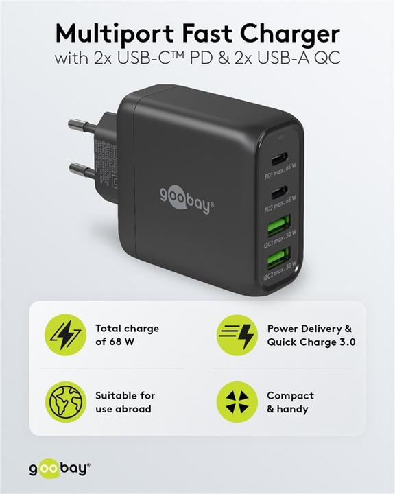 Produktbild Goobay USB Multiport Schnellladegerät mit GaN Technologie (65 W)