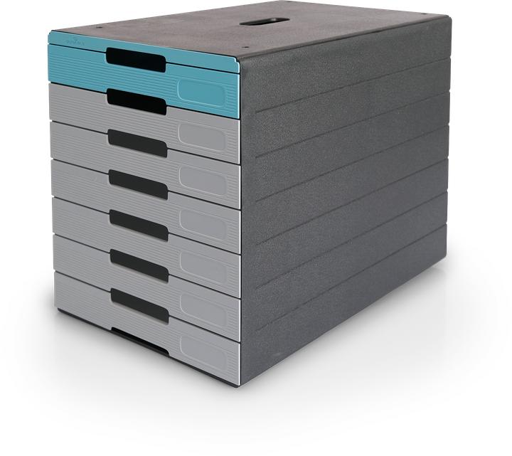 Produktbild Durable Schubladenbox IDEALBOX PLUS grau/blau 776306, DIN C4 mit 7 Schubladen (A4, C4)