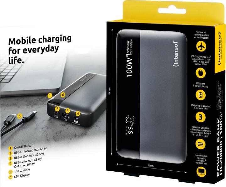 Actual product image Intenso HE20000 (20000 mAh, 100 W, 74 Wh)