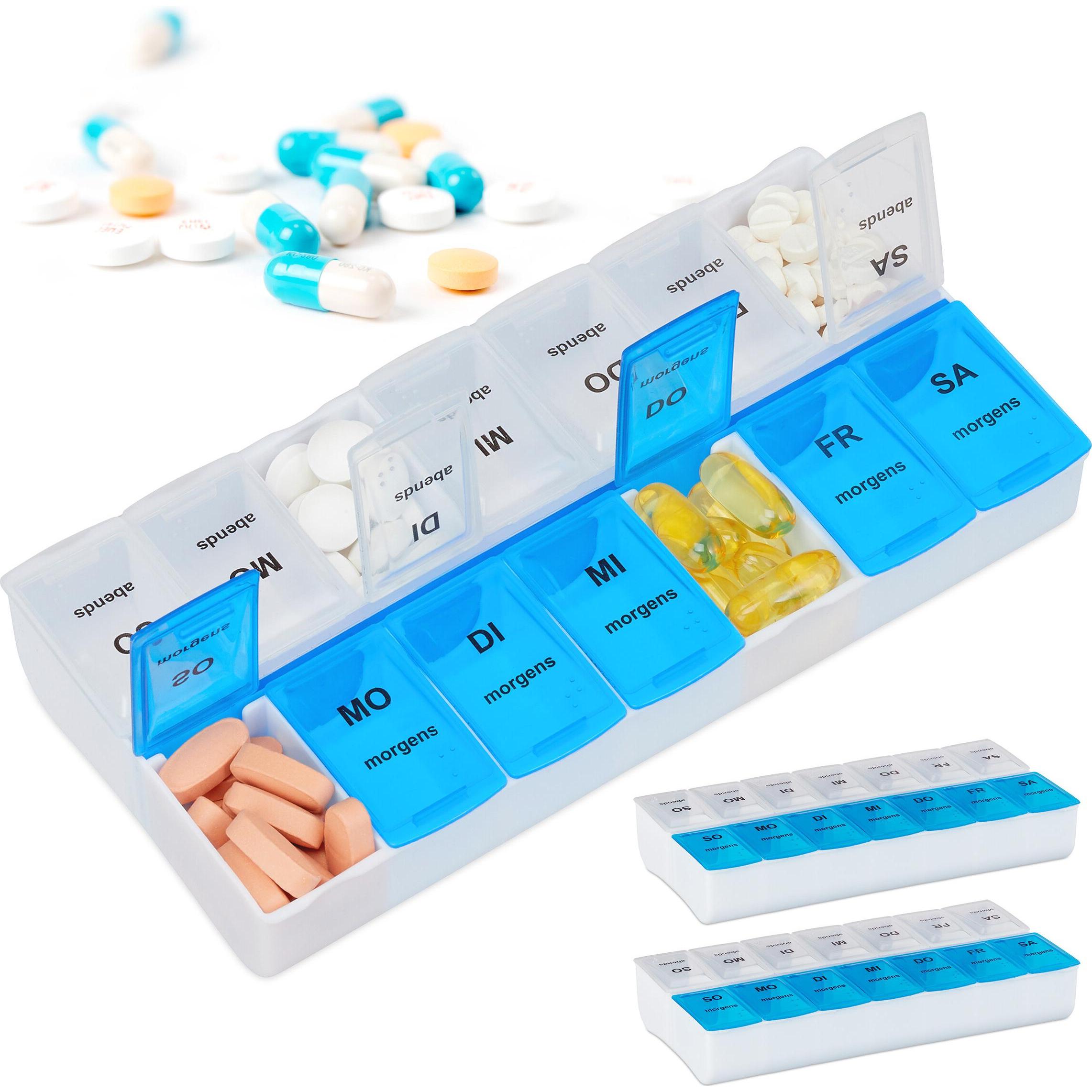 Relaxdays, Medikamentenbox, 3x Tablettenbox