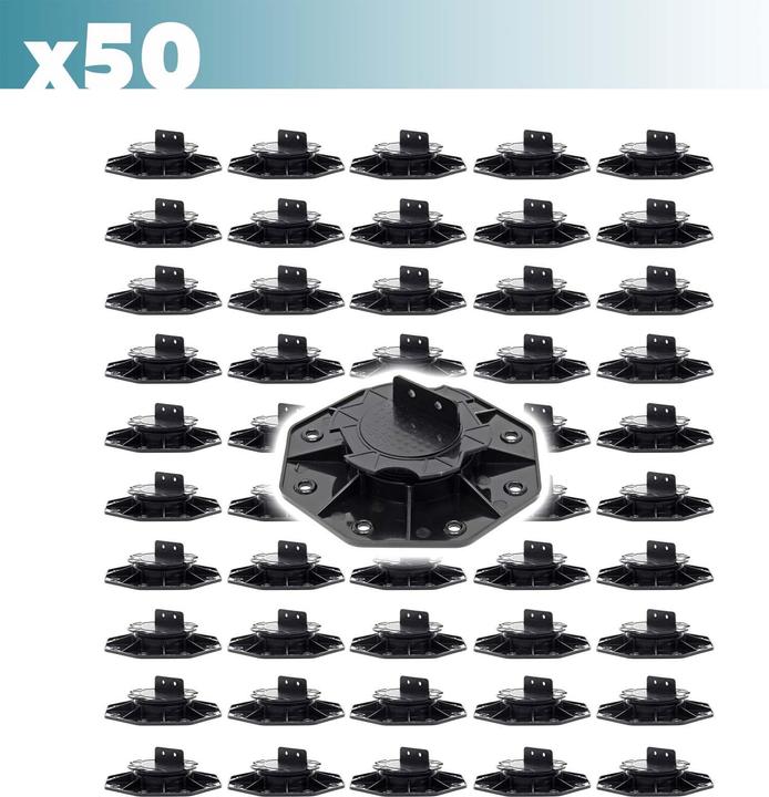 Produktbild XPOtool Set 50x Stelzlager Terrassen 2700kg 18-28mm Stellfüsse höhenverstellbar (50 x)