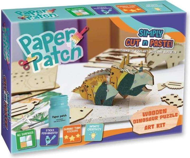 Produktbild Stigo Bike Paper Patch Decoupage-Set – Dino-Holzpuzzle