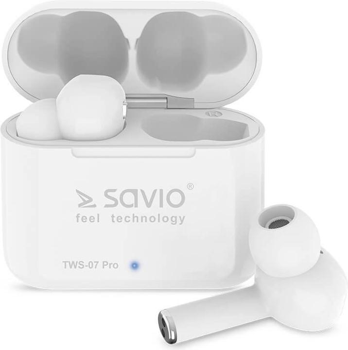 Produktbild Savio TWS-07 PRO Bluetooth Earphones Kopfhörer Weiss (4 h, Kabellos)