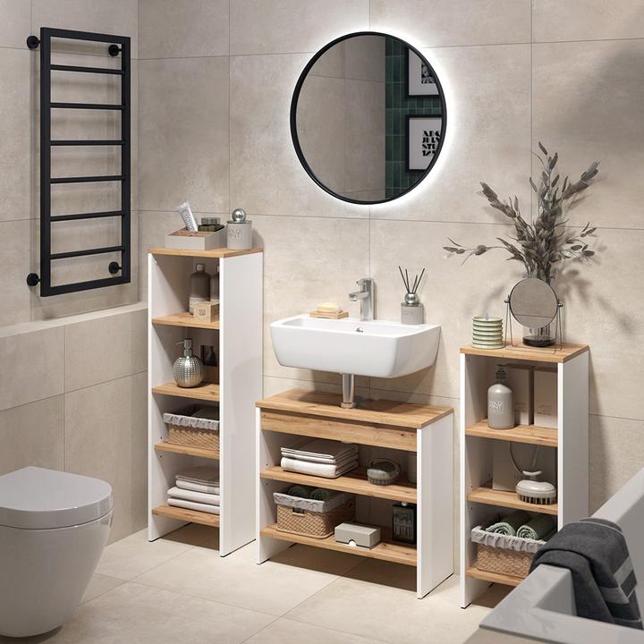 Produktbild Vicco Badmöbel-Set Karli, Weiss/Goldkraft Eiche, 3 Teile