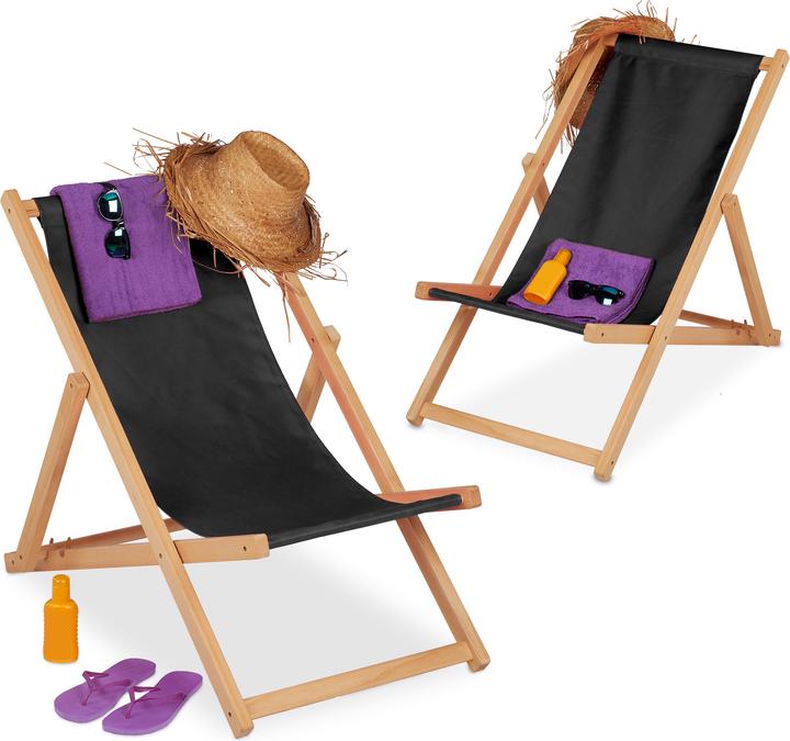 Actual product image Relaxdays Wooden deckchair (92 cm)