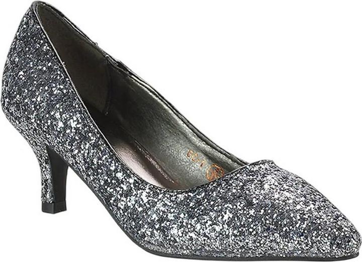 XY London Pumps Gwyneth Glitzer Kitten Heel