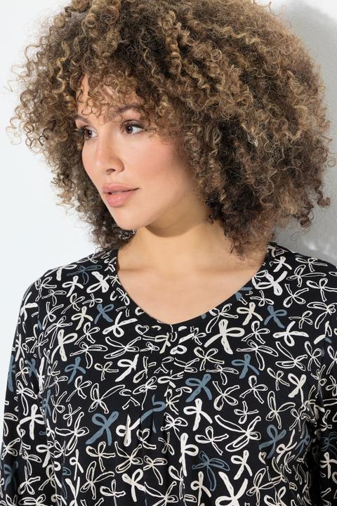 Image du produit Ulla Popken T-shirt, plis fantaisie, ligne en A, col en V, manches 3/4 (42, 44)