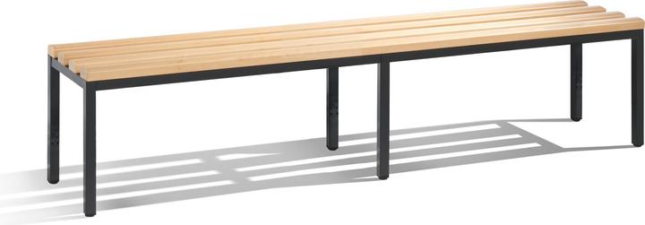 C+P BASIC cloakroom bench, without back rest, without shoe rack, beech wood, length (196 cm, 42 cm)