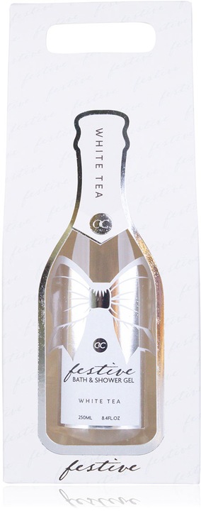 Actual product image Accentra Bath & Shower Gel FESTIVE in bottle incl. gift box "Champagne", 250ml, fragrance: White Tea (250 ml)
