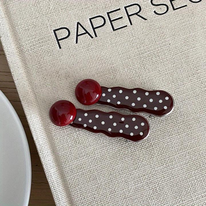 Activity Board Fermagli per capelli in stile vintage a pois bianchi e rossi - set da 2