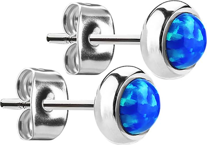 Immagine prodotto Star Piercing Orecchini a perno in argento con opale blu (senza ottone, Acciaio chirurgico 316L)