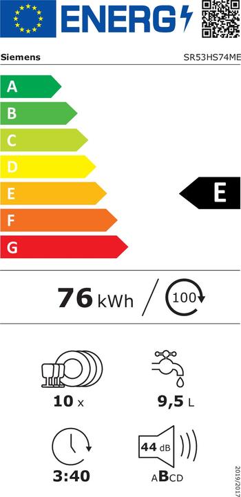 Label énergétique Siemens SIEM Lave-vaisselle encastrable bC