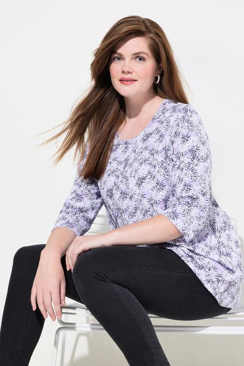 Produktbild Ulla Popken Shirt, Blüten, A-Linie, Rundhals, 3/4-Arm (50, 52)
