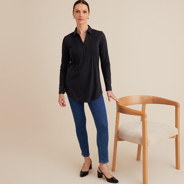 Actual product image Anne Weyburn Long-sleeved blouse shirt with polo collar (46)