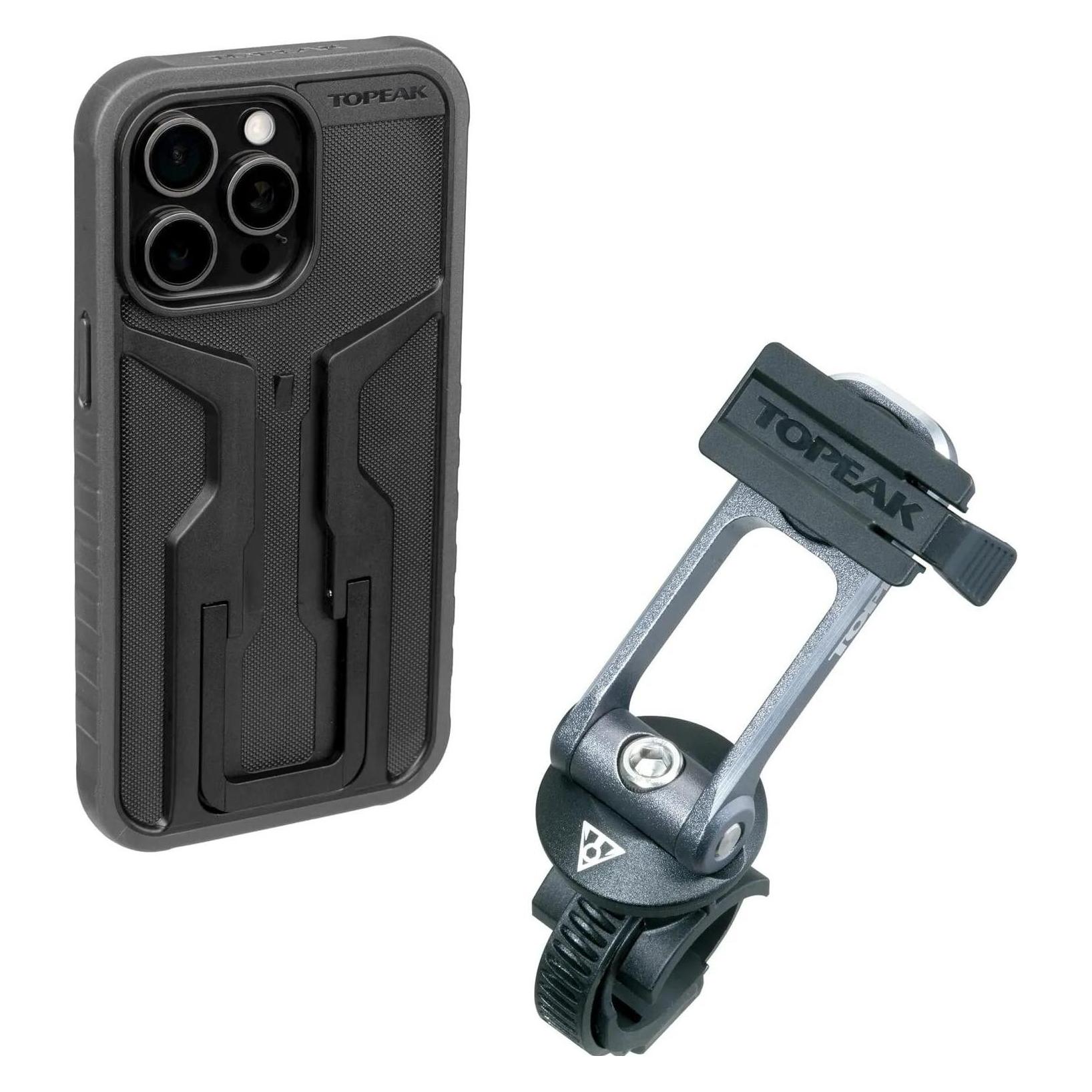 Topeak Pokrowiec Ridecase For Iphone 15 Pro Max Black/Gray, Smartphone Hülle, Schwarz, Grau, Transparent