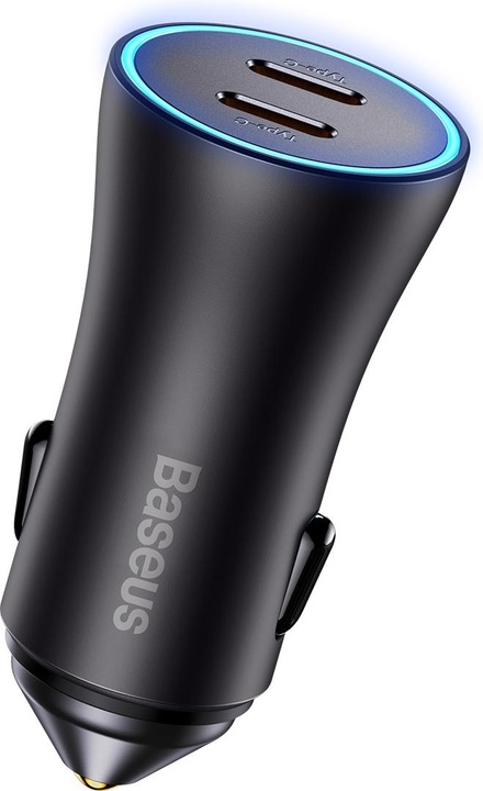 Actual product image Baseus Golden Contactor Pro car charger, 2x USB-C, 40W (Dark Gray)