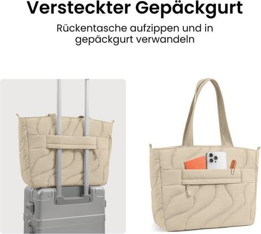 Produktbild tomtoc Terra-T38 Puffy Laptop Tote Bag, 13.5L, beige (16", Universal)