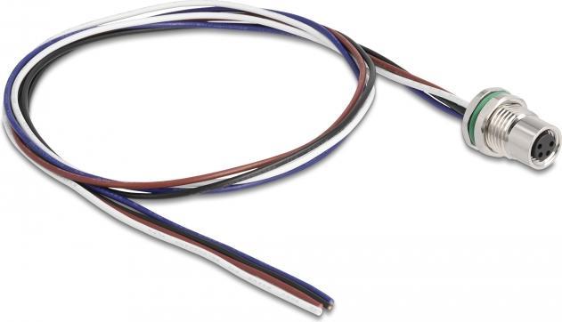Actual product image Delock M8 4 pin socket for panel with open cables A-coded