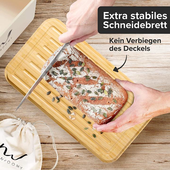 Produktbild Munroomy Brotkasten mit Schneidebrett Cremeweiss
