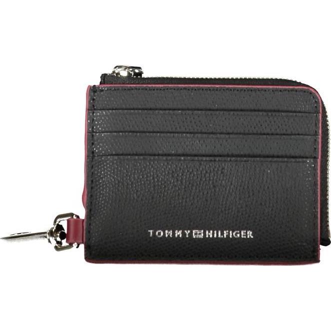 Tommy Hilfiger, Uomini, Portafoglio, Black Leather Men Wallet Holder, Nero