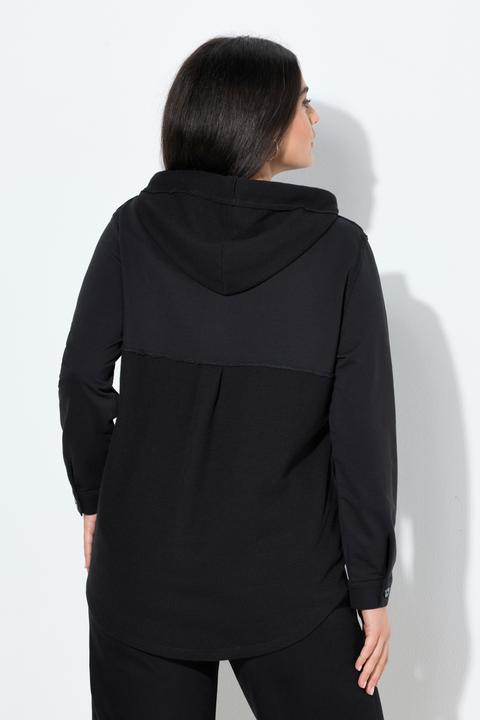 Actual product image Ulla Popken Mixed Texture Button Down Sweatshirt (50, 52)