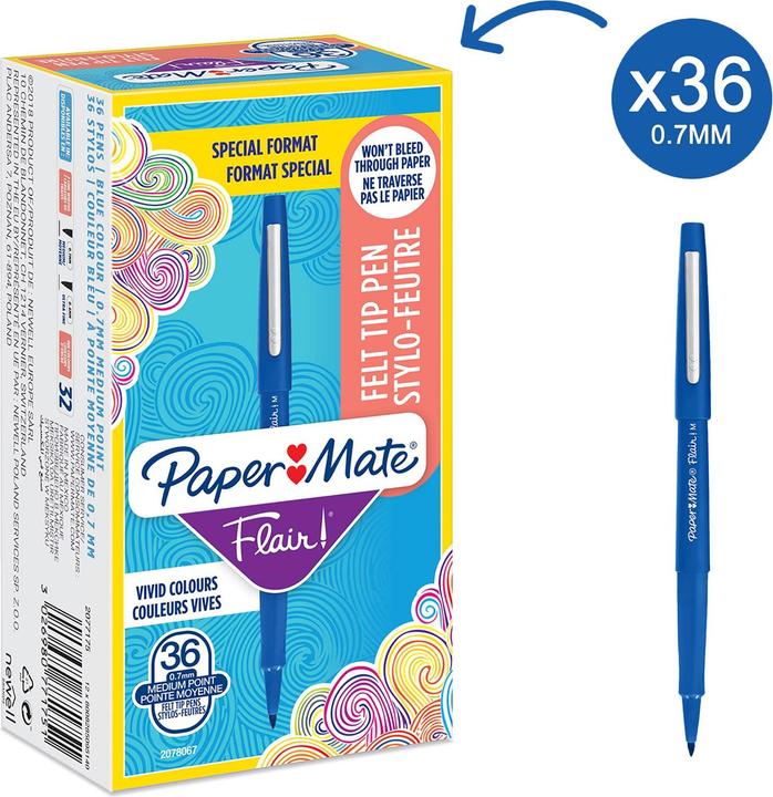 Produktbild Paper Mate Gelschreiber Flair Orig FTP 30+6 (Blau, 36 x)