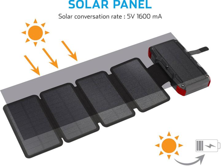 Produktbild Voltcraft VC-SPB-20.000 VC-14456835 Solar-Powerbank Ladestrom Solarzelle 3A 20000 mAh (20000 mAh)